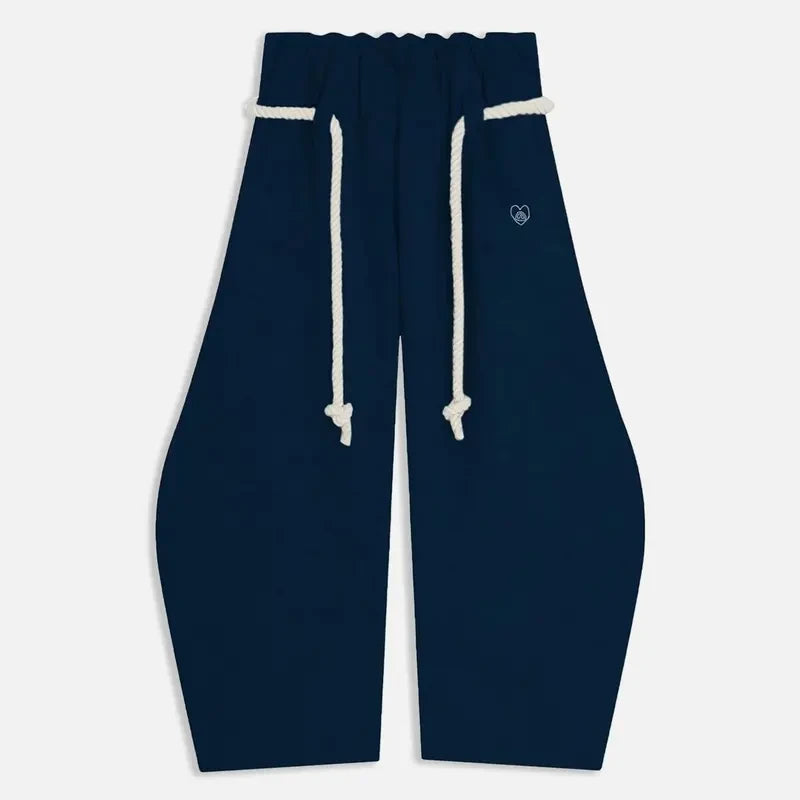 Rope Drawstring Baggy Wide-Leg Sweatpants